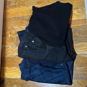 2 Pairs Indigo Blue Secret Fit Over the Belly Maternity Jeans sz XL